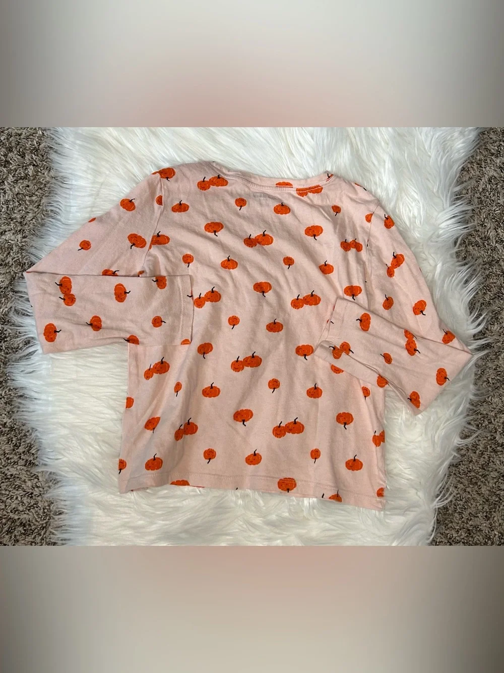 🍁OLD NAVY Fall Pumpkin Softest Printed Long Sleeve T-Shirt - Girls Medium (8)